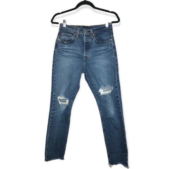 Levi’s 501 High Rise Skinny Jeans Distressed Size 26 - Picture 1 of 12
